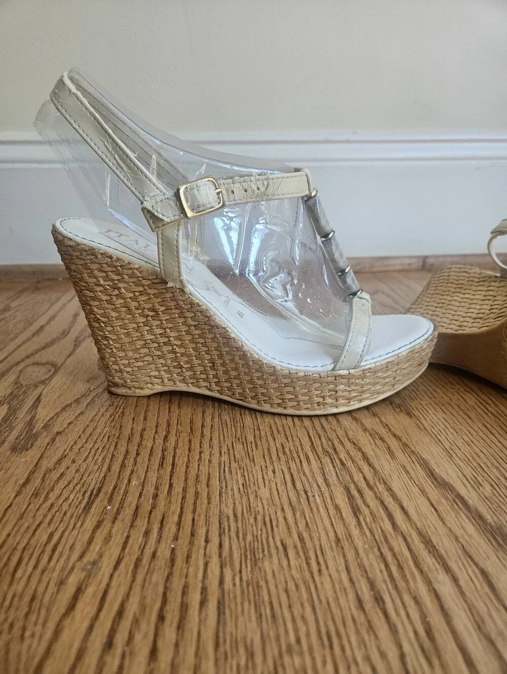 Italian Shoemakers Cream Wedge Sandals